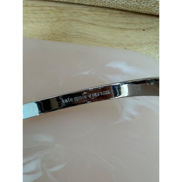 Kate Spade Silver-Tone Bow Hinged Bangle Bracelet With Rhinestones For Women - Picture 6 of 8